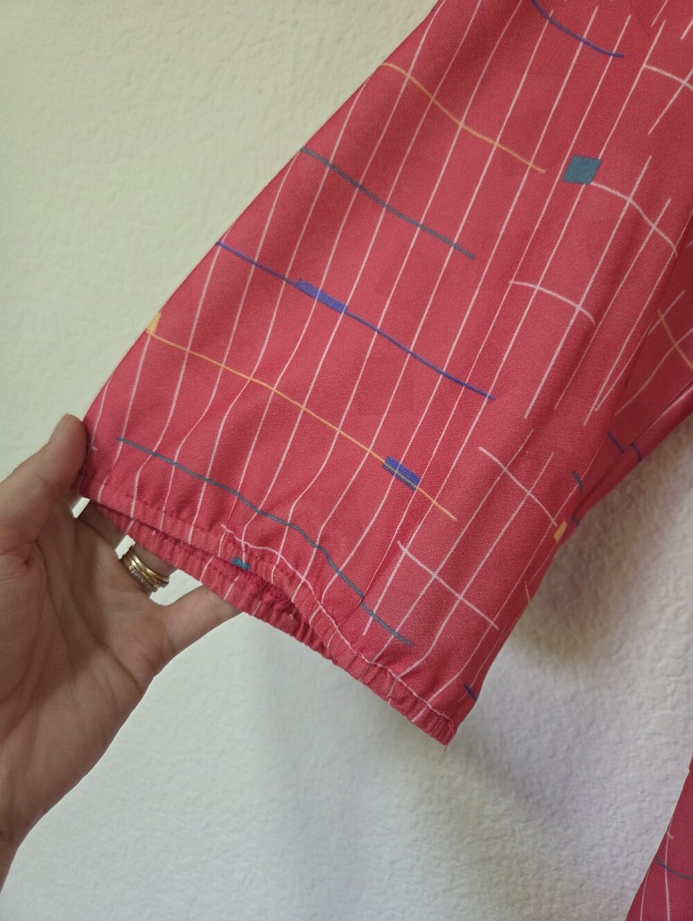 Vintage 90s CR Coral Pink Geometric Dress Womens 12 Medium/large - Picture 6 of 11